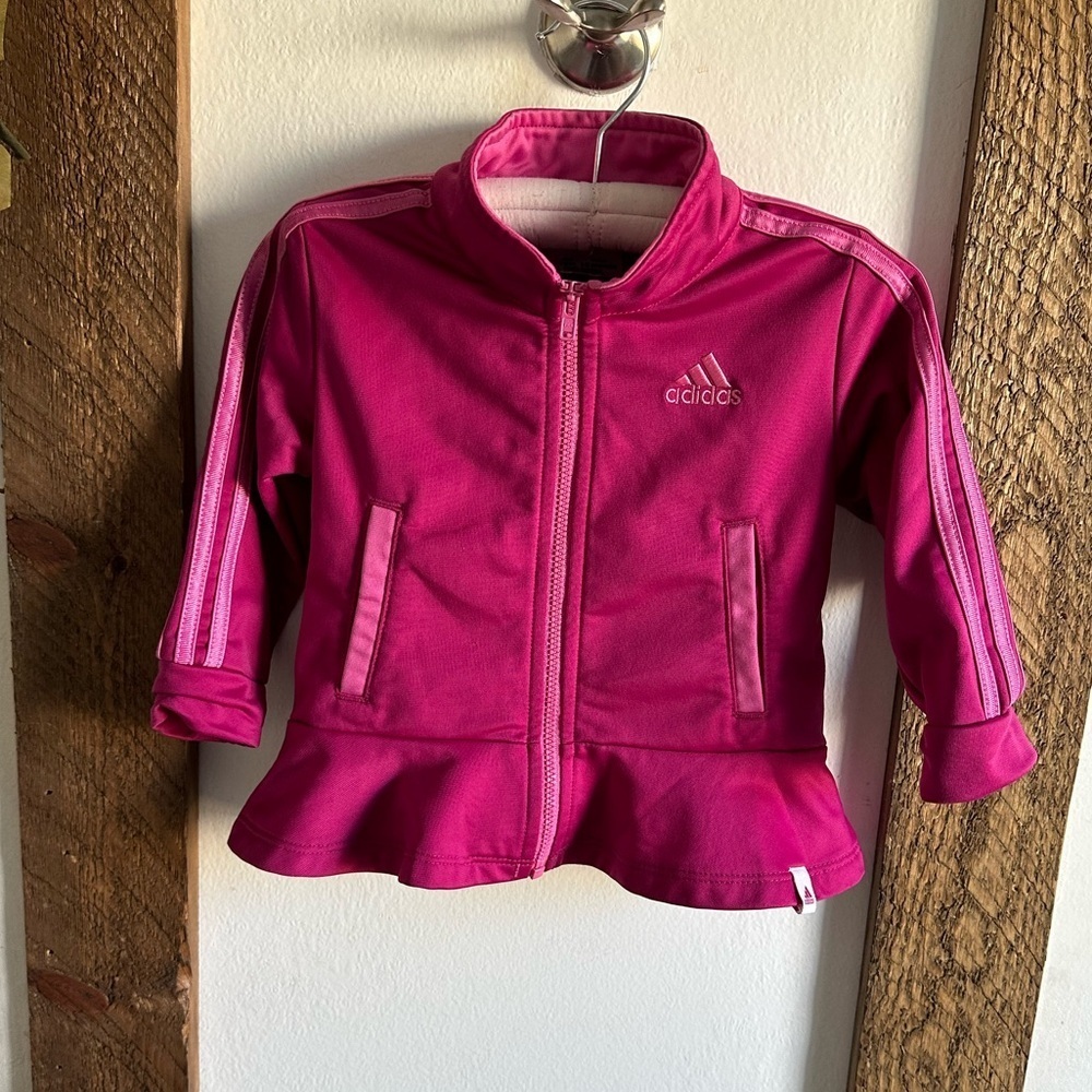 Adidas Peplum Zip Track Jacket 12 Months Baby Girl EUC